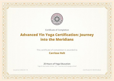 25 Hour Advanced Yin Yoga Certification